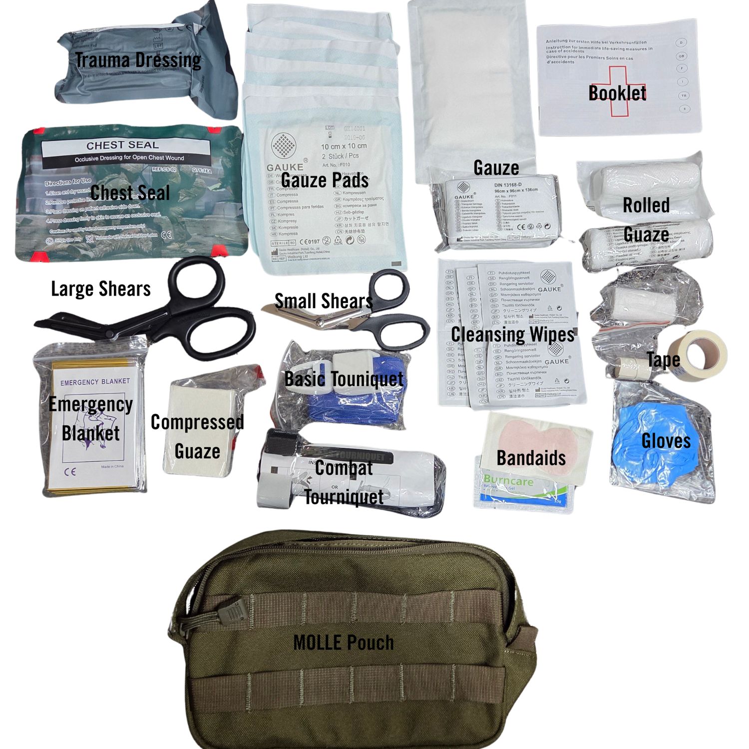 IFAK + Basic First Aid Kit in MOLLE Pouch