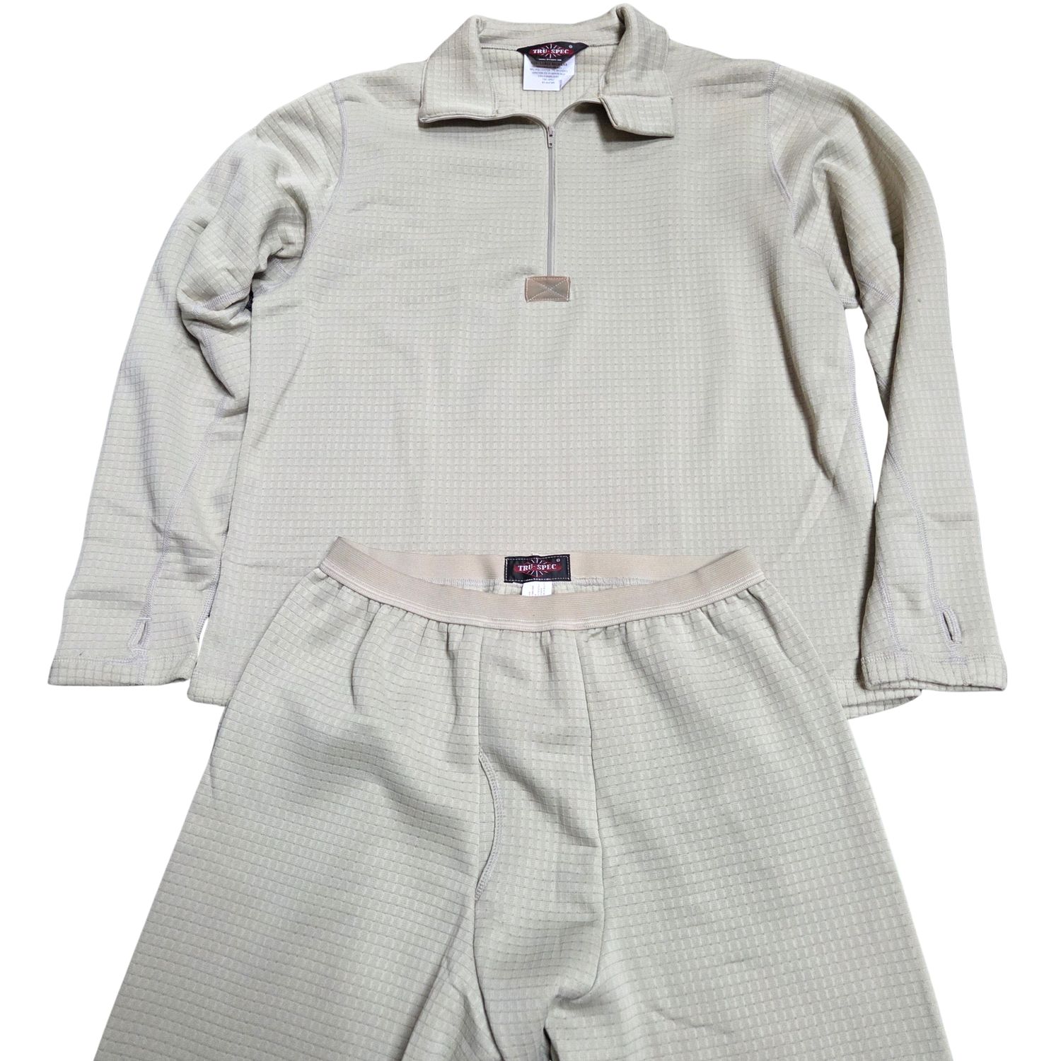 Tru-Spec Waffle Grid Fleece Set w/ 1/2 Zip Top, Sand