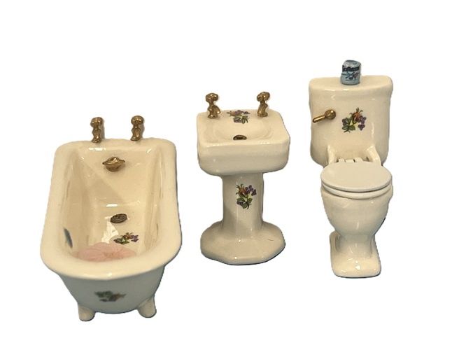 1/24th Three Piece Bathroom Set with Pink Towels/Toilet Paper ala793