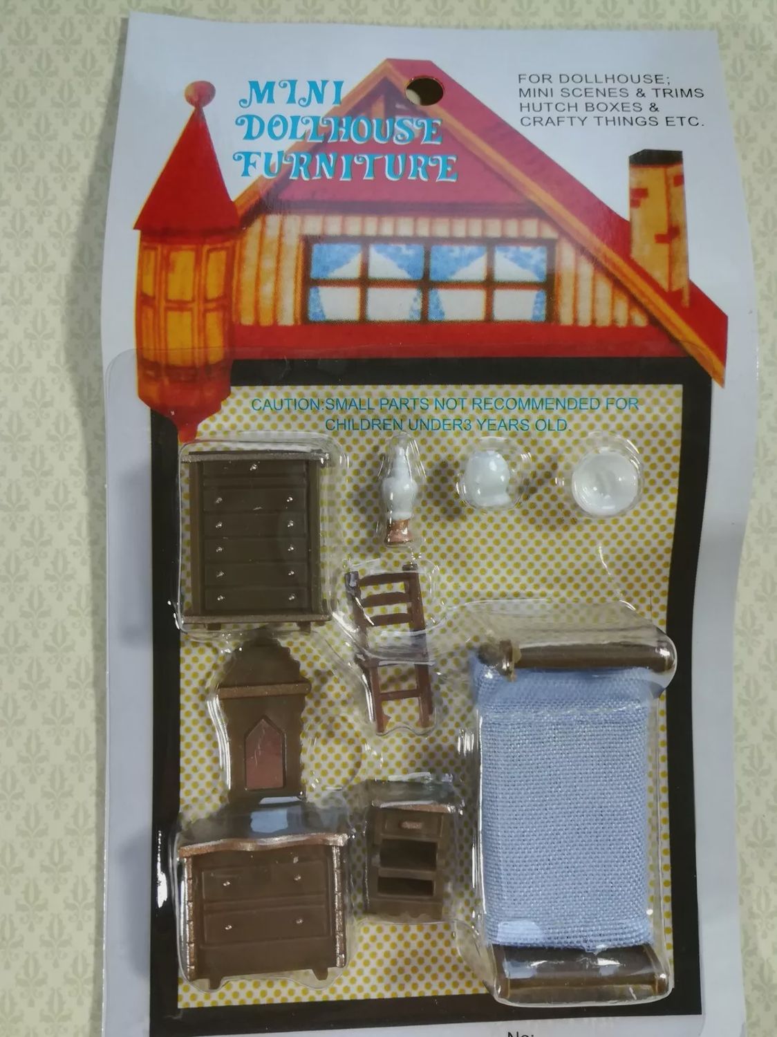1/4" Quarter Scale Bedroom Set Bed Dresser Chair 1:48 rgl548