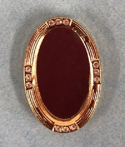 1 1/4" x 7/8" w Gold/Rhinestone Oval Mirror falcona8
