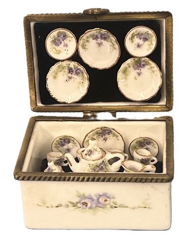 15 Piece Teaset in Handpainted Porcelain Box so1850