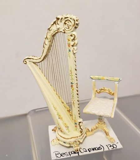 1/24th Handpainted Off White Harp with Stool S1488WF