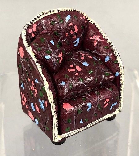 1/24th Maroon Resin Chair with Painted Flowers MC02016