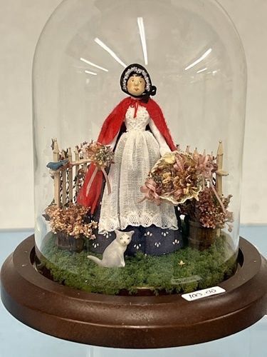1/24th Scale Woman in Red Cape in a Glass Dome mc031389