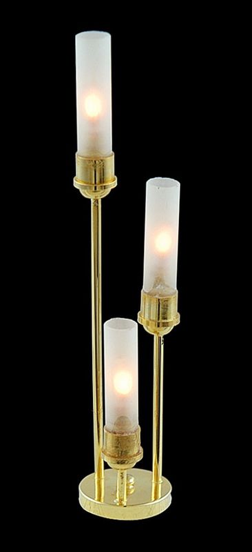 CR2S14024 Brass Light w/3 Frosted Tube Shades