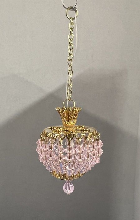 "Anna" Hanging Lamp with Pink and Clear Crystals wr22507