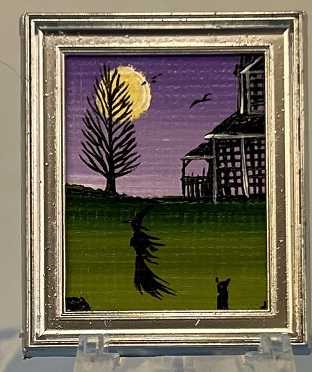 "Full Moon on with tree and building oil painting lv2231