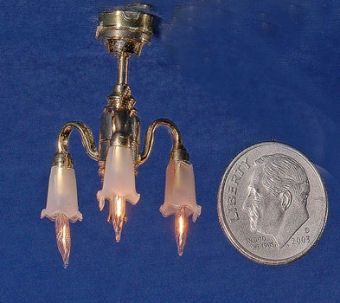 1/24th 3 Down-Arm Frosted Tulip Shade Chandelier CK2303