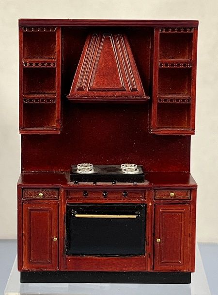 1/24th Bespaq Mahogany Kitchen Stove with Hood and Cabinet bes3801a