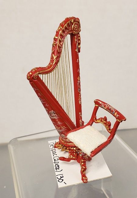 1/24th Handpainted Red Harp with Stool S1488RF