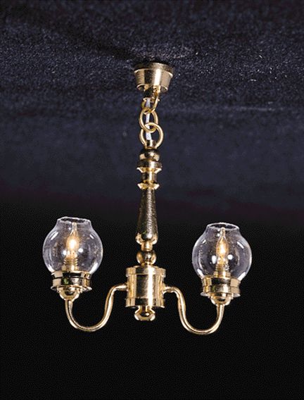 2 Up-Arm Clear Globe Chandelier ck3008