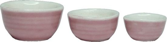 3 Pc Pink Ceramic Bowl Set BDb302