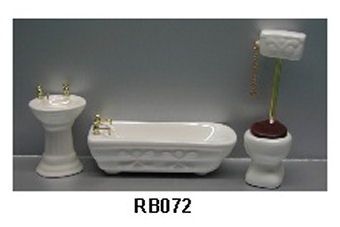 3 Piece Porcelain Victorian Bath Set - Tank RB072