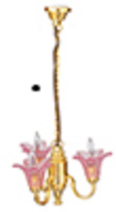3-Arm Up Pink Tulip Chandelier HW2736