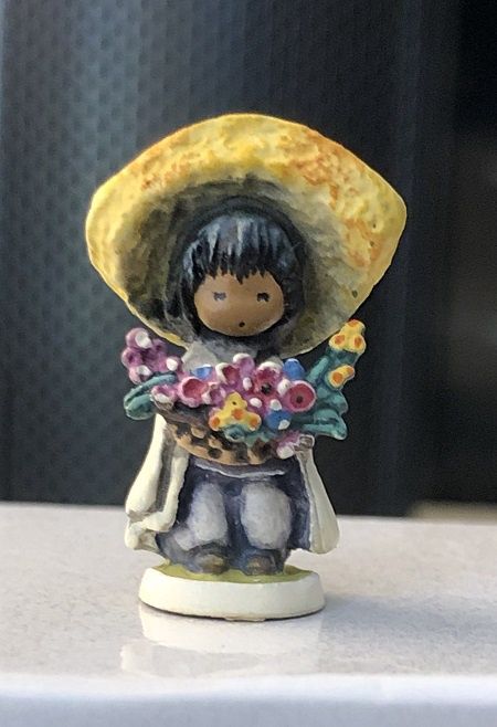 1985 Goebel DeGrazia Miniature Boy w/Flowers 502P