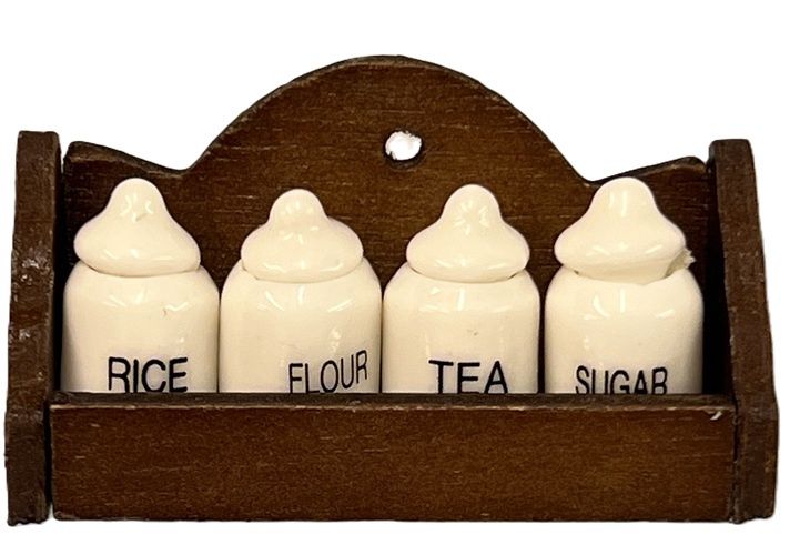 2" Wide Wood Shelf with Canister Set mc030635