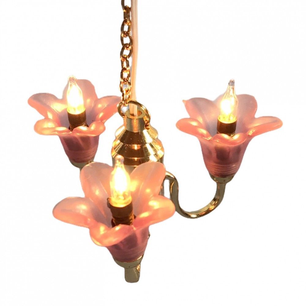 3 Arm Pink Flower Chandelier by Heidi Ott yl6069