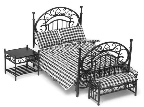 3 Piece Black Metal Bedroom eiwf432