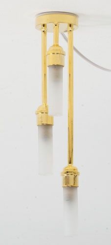 3 Ceiling Light with Frosted Tube Shade, Brass, 12 Volt MH14024