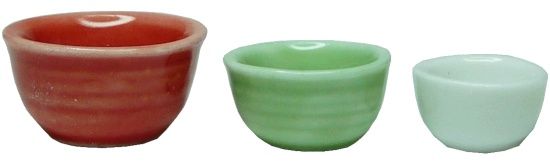 3 Piece Set Ceramic Bowls Red/Grn/Wh BDb300