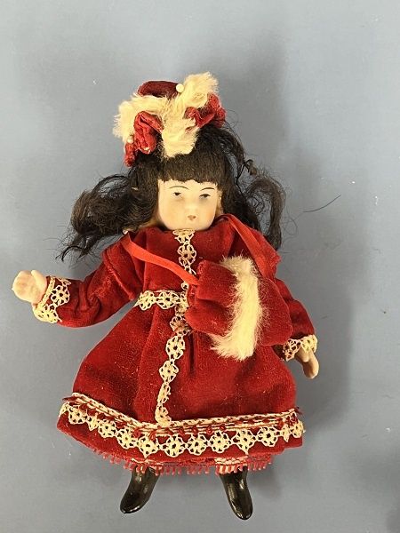 All Bisque Dollhouse Doll ~ Red Velvet Dress au212