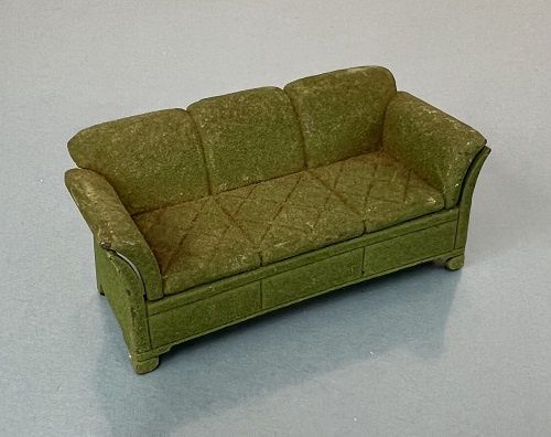 Antique Tootsie Toy Green Dollhouse Sofa mn479