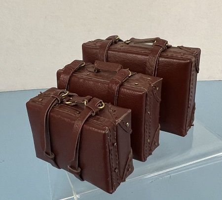 3 Piece Brown Leather Suitcases ala995