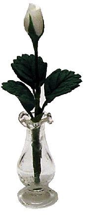 3/4" Ruffled Glass Vase with Rose bdr501