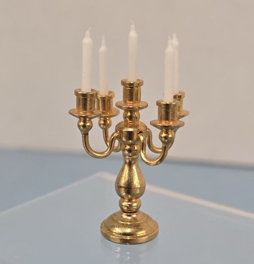 5-Arm Brass Candelabra with Candles mc1033x