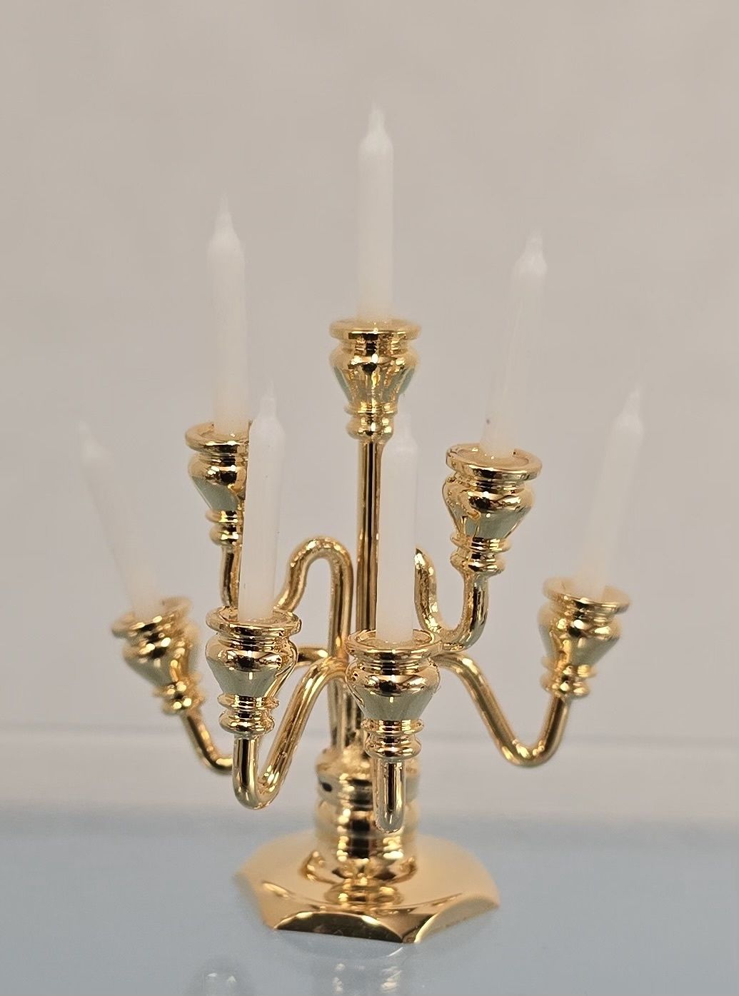 7-Arm Brass Candelabra with Candles mc031136