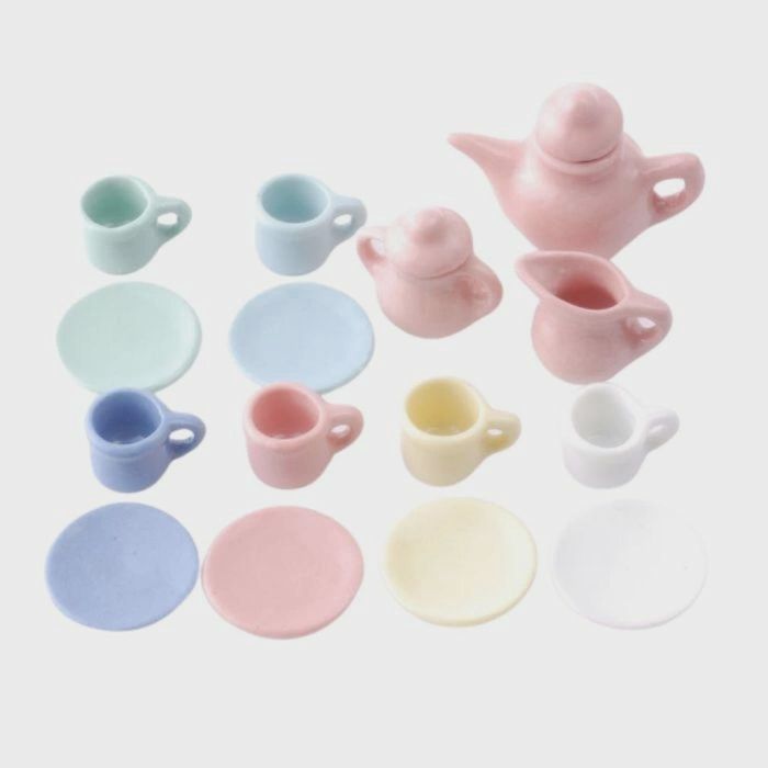 9 Piece Mixed Colour Tea Set d4295