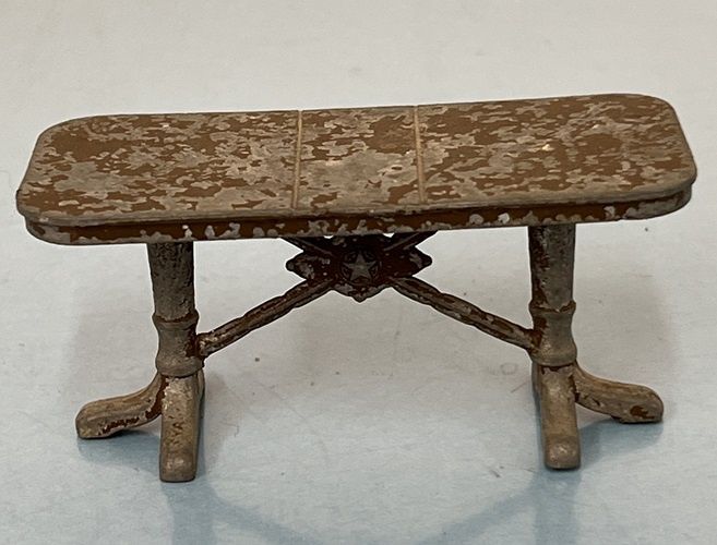 Antique Tootsie Toy Brown Metal Table mn583
