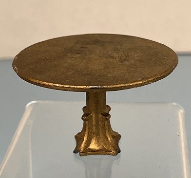 Antique Tootsie Toy Gold Metal Round Table mn554
