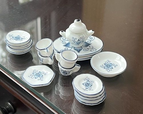 Assorted Set of Dishes - Blue on White China mn246