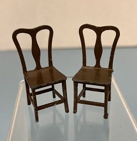 Antique Tootsie Toy Brown Metal Side Chair mn571