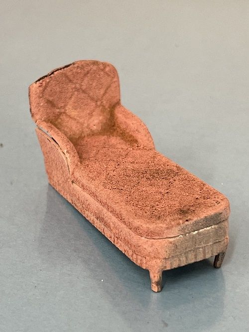 Antique Tootsie Toy Pink Metal Chaise ala1124