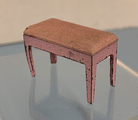 Antique Tootsie Toy Pink Metal Bench ala1115