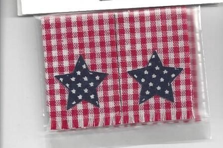 Barbara Hill Blue Stars on Red/White Gingham Towels bh04a
