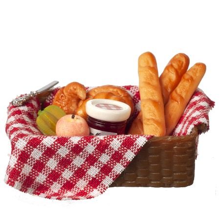 Basket of Bread, Jam and Fruit b3279