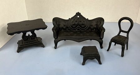 Antique Black Cast Iron Settee Set ch22425