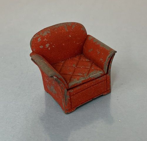 Antique Tootsie Toy Red Metal Chair ALA1126