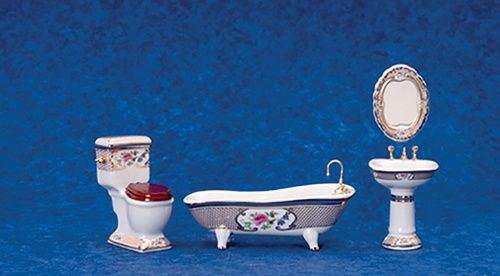 Bathroom Set with Gold/Floral Trim azt5371