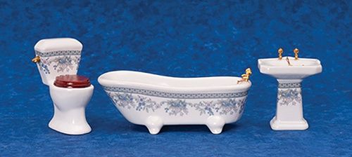 Bathroom Set, Blue Floral azt5372