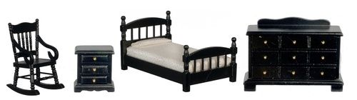Bedroom Set, Black, 4 Pieces AZ00313