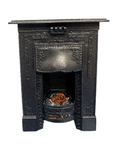 Black Metal Fireplace with "Glowing" Embers F0310