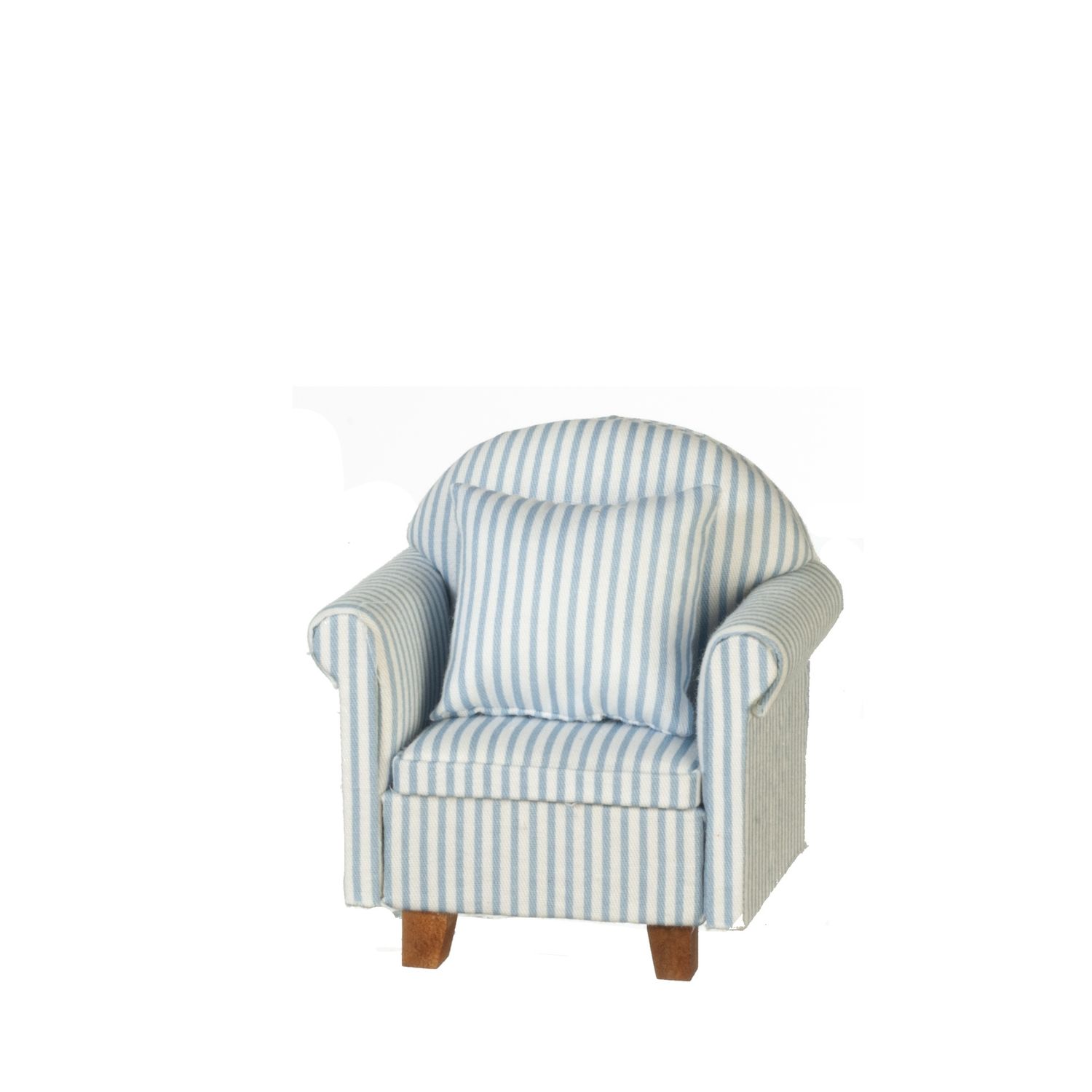 Blue and White Striped Chair w/Pillows CL10950