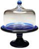 Blue Glass Cake Plate w/ Cover bdhb252