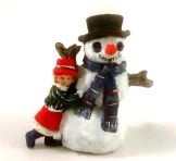 Blue Scarf Snowman with Little Girl in Red rdsm03