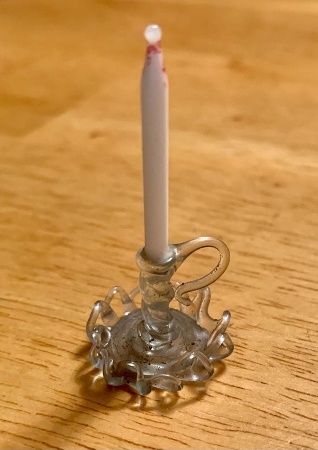 Blown Glass Chamberstick with Candle 220107k